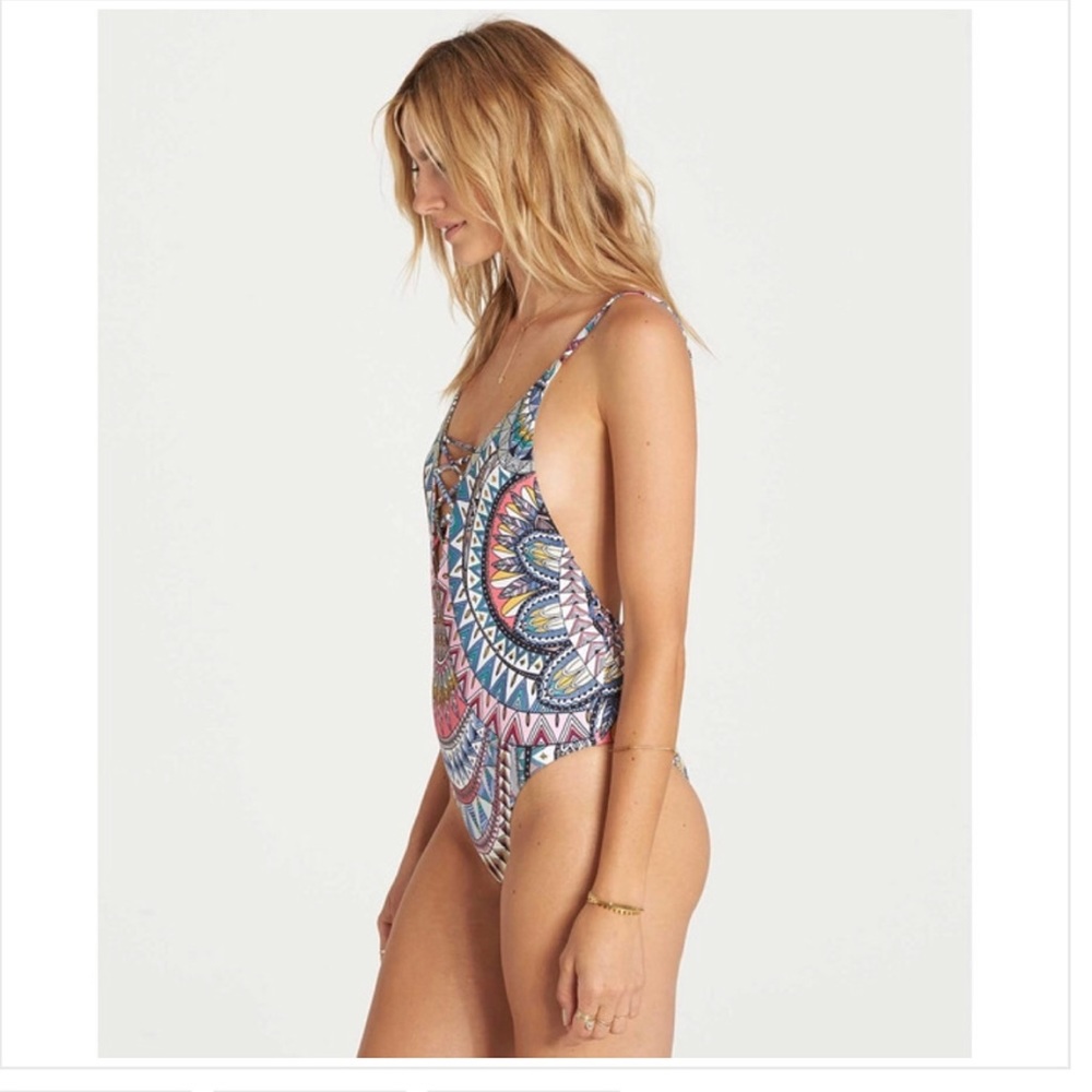 Colorful patterned one piece bathing suit - Picture 3 of 5